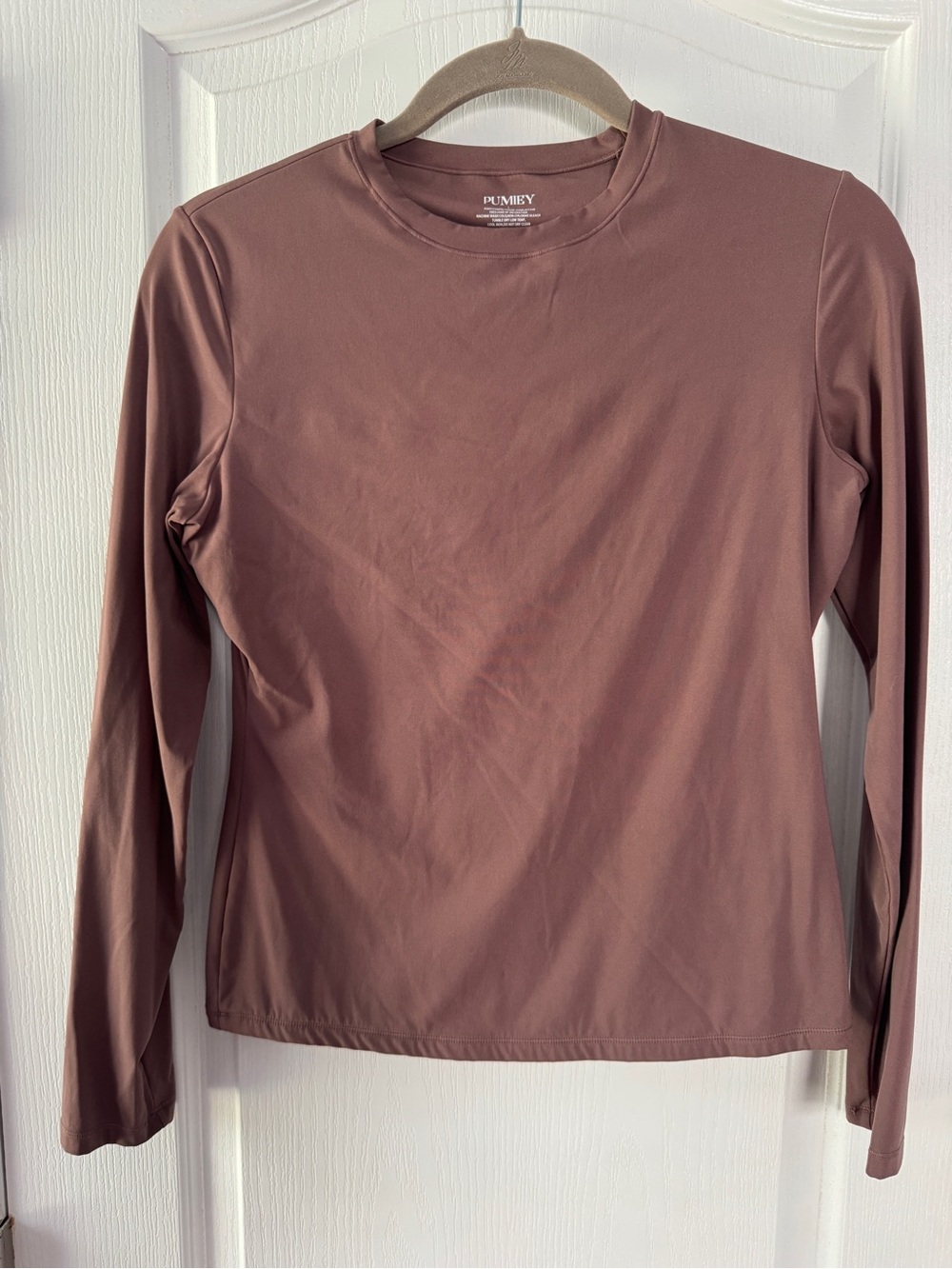 PUMIEY Brown Long Sleeve Crewneck Top